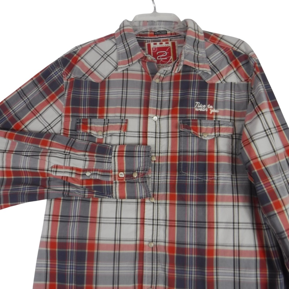 Jachs Shirt Men's XXL Just A Cheap Shirt Pearl Snap‎ Long Sleeved Plaid